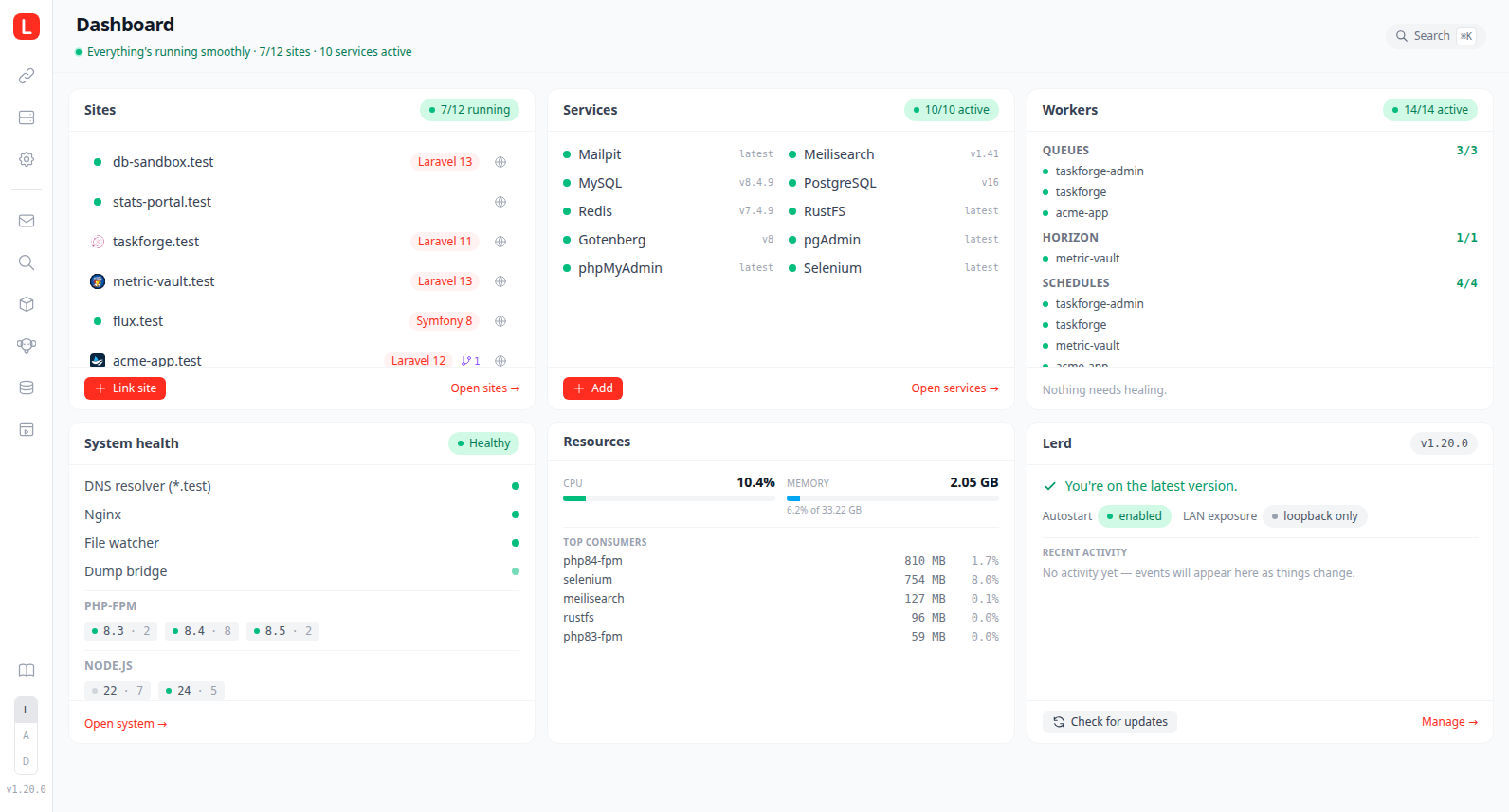 Dashboard root page