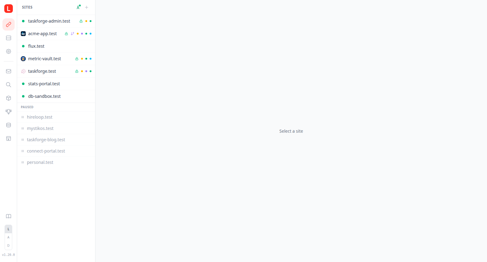 Sites tab